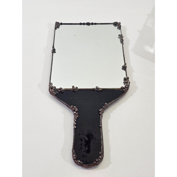 Antique Stained Glass Handmade Mirror Trinket Jewelry Box Vanity Set Art Deco - Picture 2 of 15